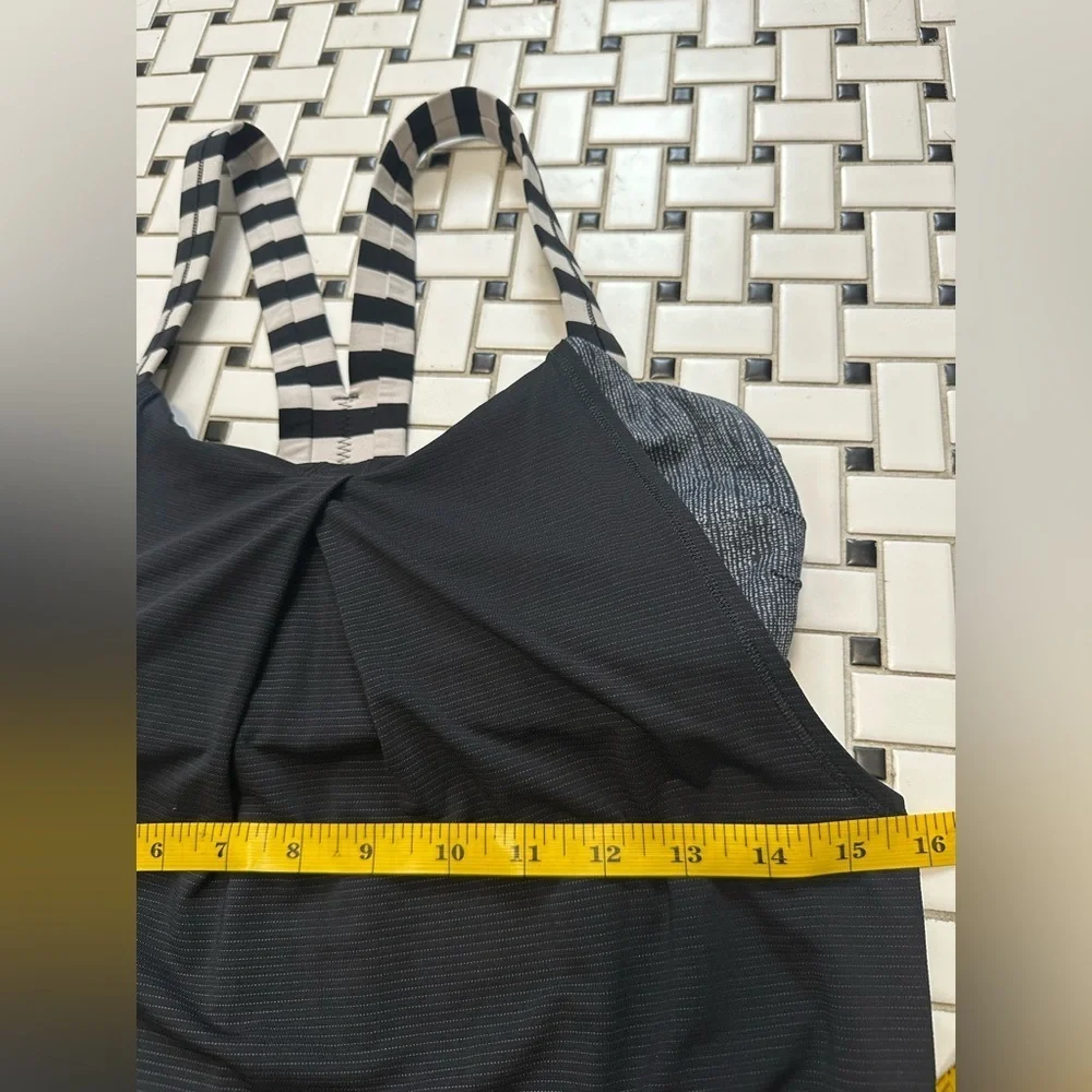 Lululemon Athletica Black Tank Top with Striped Straps